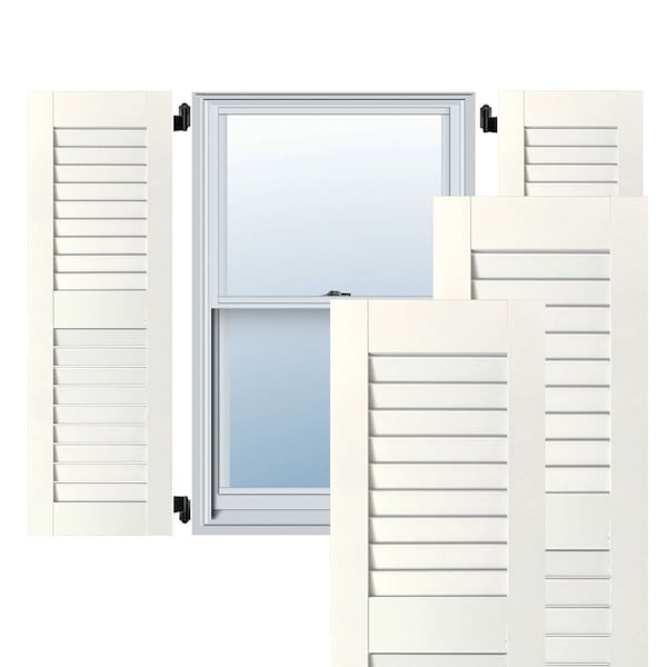 Ekena Millwork 18"W x 48"H Exterior Real Wood Pine Open Louvered Shutters, White PR RWL18X048WHP - main